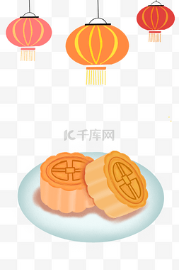 中秋中秋节月饼和灯笼挂饰