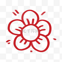 小红花图片_小红花线描小花朵花卉植物