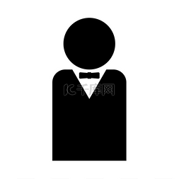领结西装图片_有领结黑色图标的男人。