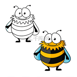 蜂蜜和熊图片_有趣的丰满大黄蜂卡通人物，带有