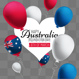 澳大利亚建国日写实质感气球插画