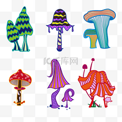 条纹蘑菇彩色迷幻