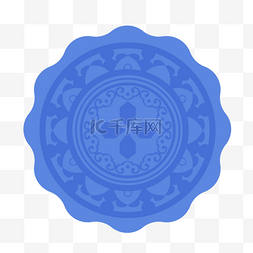 蓝色手绘花纹图案韩国传统花纹