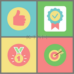 奖牌标志素材图片_商业符号、大拇指和邮票、奖牌和