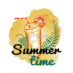 夏日背景与清凉饮料、一杯加冰的