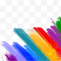 水彩笔笔刷图片_抽象彩虹颜料水彩笔刷