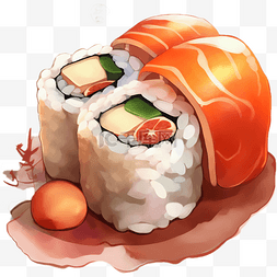 日本料理手绘图片_日本寿司料理美食
