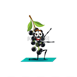 健身运动的人物图片_卡通金银花浆果角色在瑜伽姿势瑜
