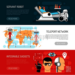 家庭机器人图片_未来学假设平面水平横幅网站设计
