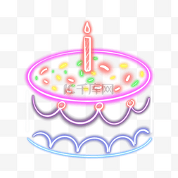 生日快乐霓虹图片_霓虹彩色生日蛋糕