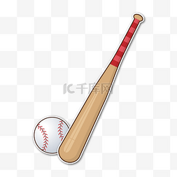 棒球图片_棒球红色握把棒球棍剪贴画