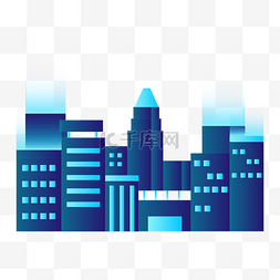 古印度建筑图片_2.5d霓虹夜景城市建筑蓝色楼房扁