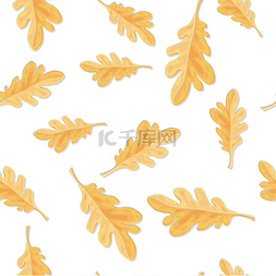 有纹理的树叶图片_无缝图案孤立的秋橡树叶无缝图案