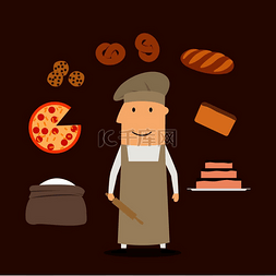面包师职业概念与男人在厨师帽和