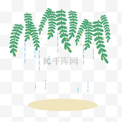 春雨主题绿色树叶和土地