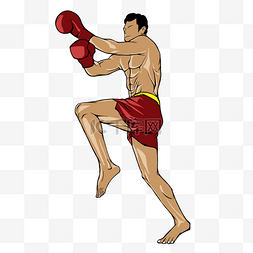 泰拳拳击手卡通运动人物
