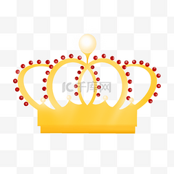 可爱皇冠装饰图片_镶嵌红色宝石的卡通金色皇冠