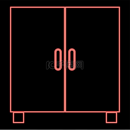 霓虹灯橱柜或橱柜红色矢量插图图