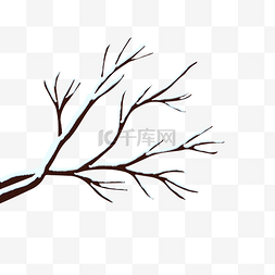 雪落树枝图片_免抠手绘落满雪的树枝