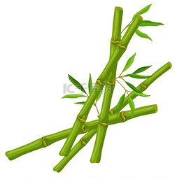 竹和图片_与绿色竹茎和叶子的背景。