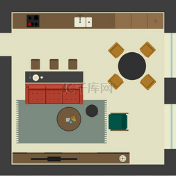 空间向量图片_在平面样式的客厅。