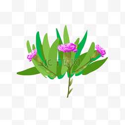 绿色树叶紫色花朵卡通剪贴画