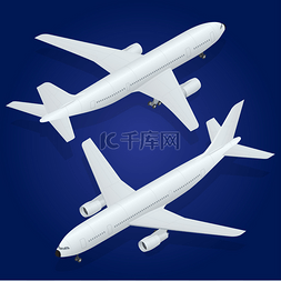 手绘飞机客机图片_飞机图标。平面 3d 等轴测高品质