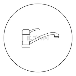 水龙头或水龙头标志图标在圆形矢