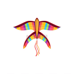 飞行中的鸟图片_彩虹色鸟形状的风筝在天空中与世