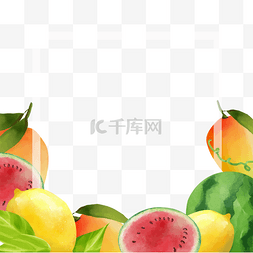 边框柠檬图片_西瓜柠檬水果水彩边框