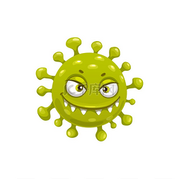eb流感病毒图片_卡通冠状病毒细胞载体图标、有趣