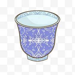 蓝色茶杯图片_青花瓷图案茶杯