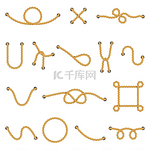 绳结海军陆战队绳结装饰性绳框分隔器和航海绳结矢量隔离插图图标集绳索和线船用绳索保龄球绳绳结海军陆战队绳结装饰绳架分隔器和航海
