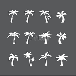 椰子树图标集，矢量 eps10