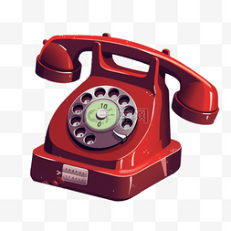 复古电话扁平图片_扁平插画手绘免抠元素复古电话