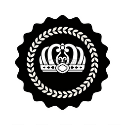 证书徽章图片_国王加冕于圆形孤立的单色徽章中