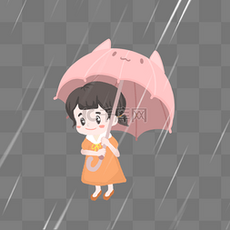 春季下雨图片_春季下雨春雨女孩撑伞