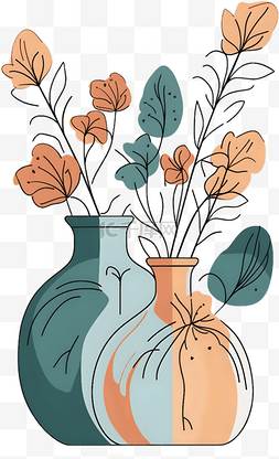 简约手绘线条花瓶生活家居素材