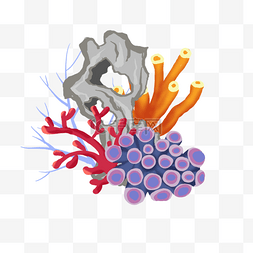 电脑植物图片_珊瑚虫多色植物插画