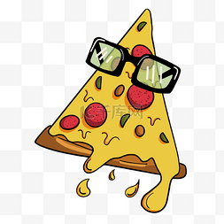 披萨美食创意眼镜卡通插画
