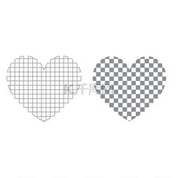 方形灰色按钮图片_带有方形图标的心。