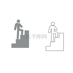 一个男人爬楼梯图标。