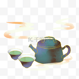 茶壶泡茶图片_国风泡茶绿茶