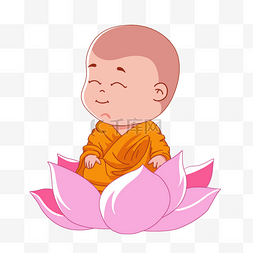 佛陀卡通图片_佛诞节坐在莲花上的卡通人物