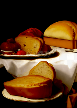 桌子上的美食图片_桌子上的面包