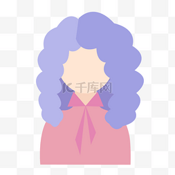 卷发图标图片_紫色卷发头发漂亮女士卡通人物图