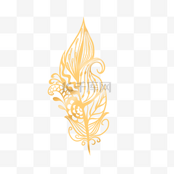 金色镂空羽毛抽象装饰花纹