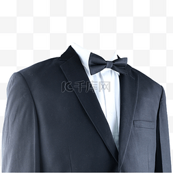 黑灰色商务图片_黑西装白衬衫摄影图黑领结