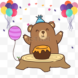气球小图片_可爱宠物小熊生日插画
