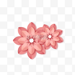 剪纸风粉色花朵图片_春季春天剪纸风粉色花朵植物